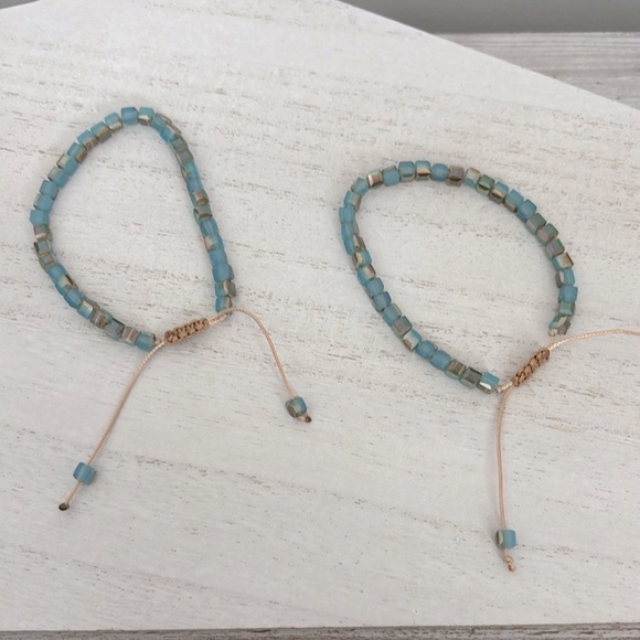 Handmade Blue Beaded Bracelets - Picture 2 of 3